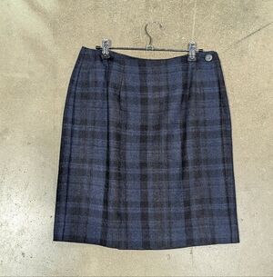 90s/Y2K Talbots Blue Plaid Wool Skirt